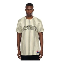 Men's New Era Cream Houston Astros Throwback Meshback Pinstripe T-Shirt