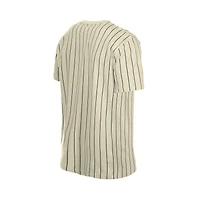 T-shirt à rayures fines en maille, style rétro, couleur crème, des Houston Astros, de la marque New Era, pour homme