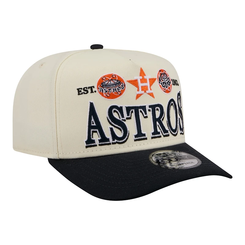 Casquette ajustable New Era crème Houston Astros Throwback Tri-Hit A-Frame 9FIFTY pour homme