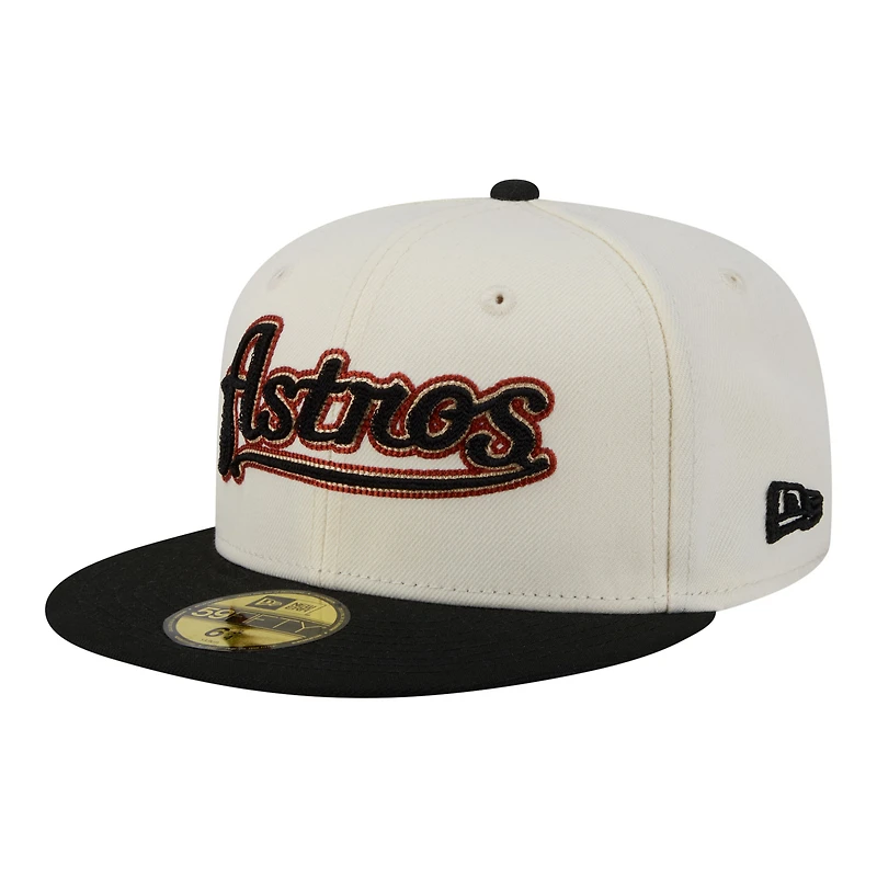 Men's New Era Cream Houston Astros Two-Tone Stitch 59FIFTY Fitted Hat