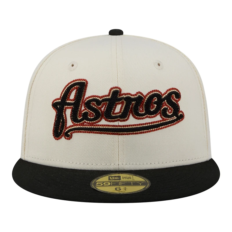Men's New Era Cream Houston Astros Two-Tone Stitch 59FIFTY Fitted Hat