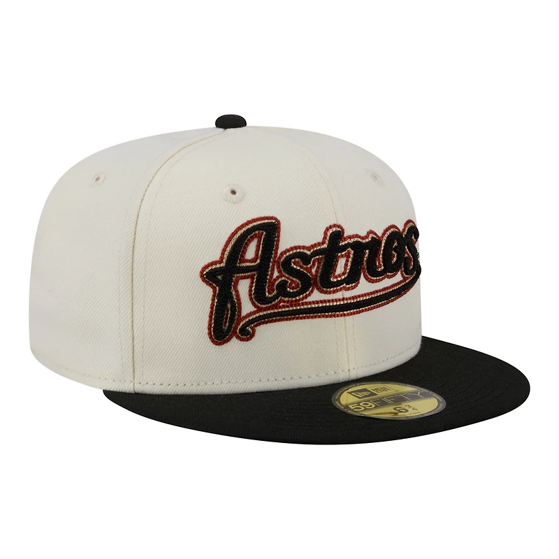 Men's New Era Cream Houston Astros Two-Tone Stitch 59FIFTY Fitted Hat