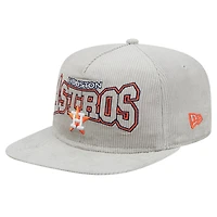 Casquette de golf à visière snapback en velours côtelé Houston Astros gris New Era pour homme