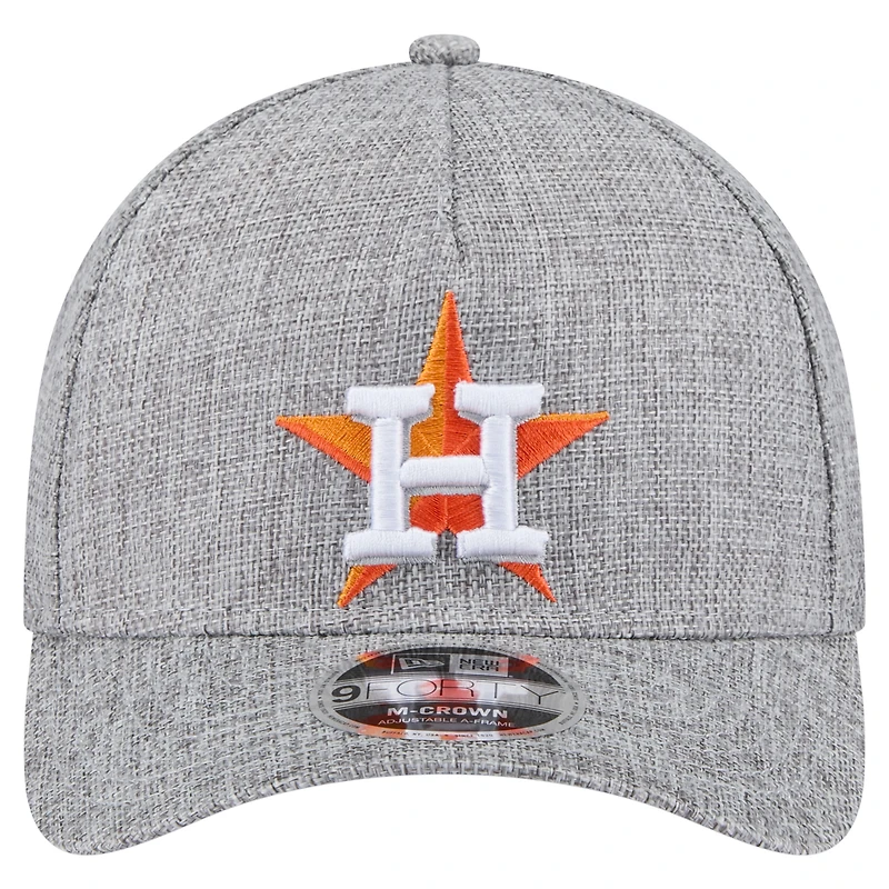Men's New Era Gray Houston Astros Cotton Weave M-Crown A-Frame 9FORTY Adjustable Hat