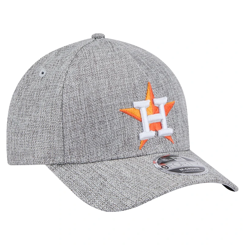Casquette ajustable New Era 9FORTY en coton tissé gris pour homme des Astros de Houston