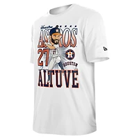 T-shirt New Era Jose Altuve pour hommes, caricature des Astros de Houston, blanc