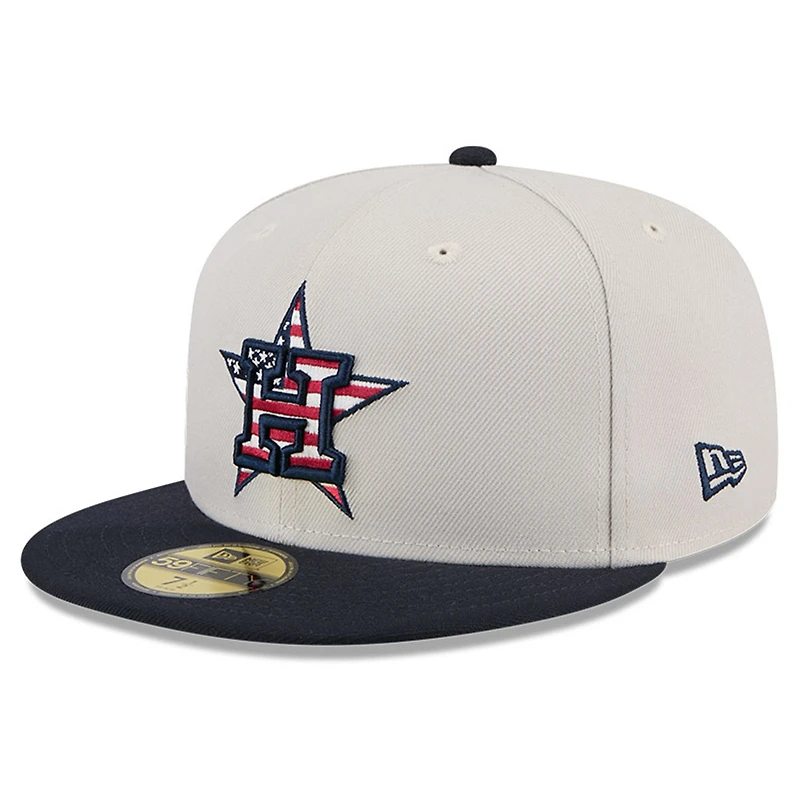 Casquette ajustée 59FIFTY New Era pour hommes, kaki/noir, Houston Astros 2024 du 4 juillet