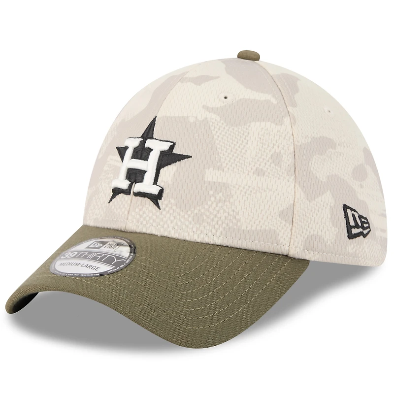 Men's New Era Light Beige/Olive Houston Astros 2025 Armed Forces Day 39THIRTY Flex Hat