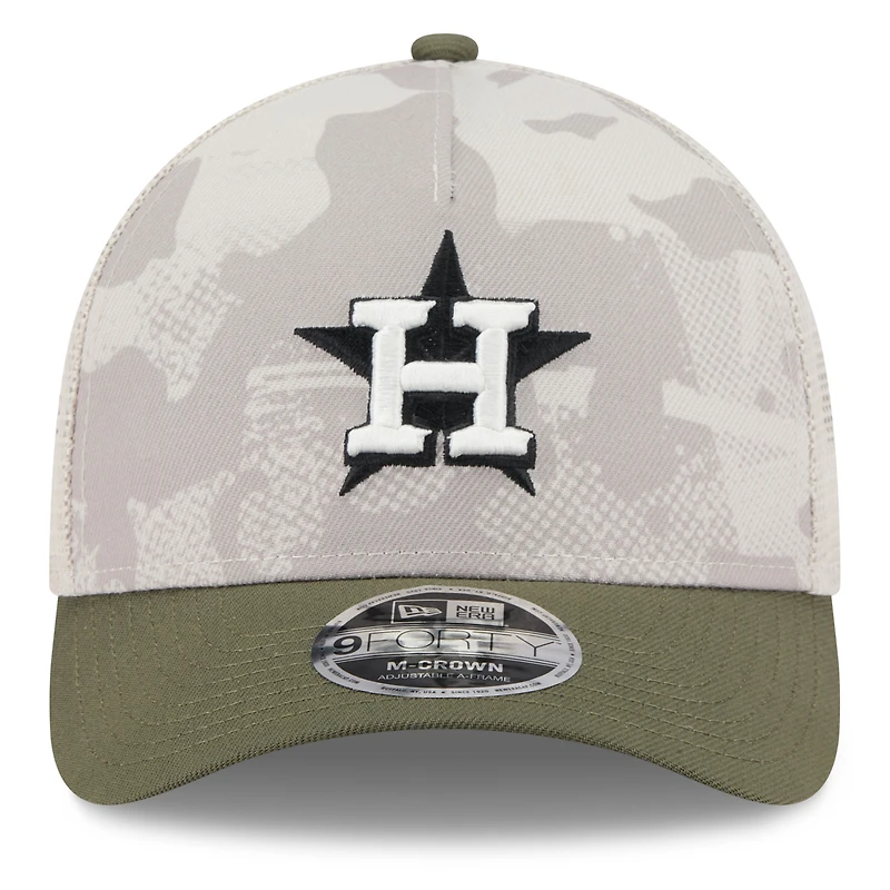 Men's New Era Light Beige/Olive Houston Astros 2025 Armed Forces Day 9FORTY M-Crown A-Frame Adjustable Hat
