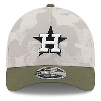 Men's New Era Light Beige/Olive Houston Astros 2025 Armed Forces Day 9FORTY M-Crown A-Frame Adjustable Hat