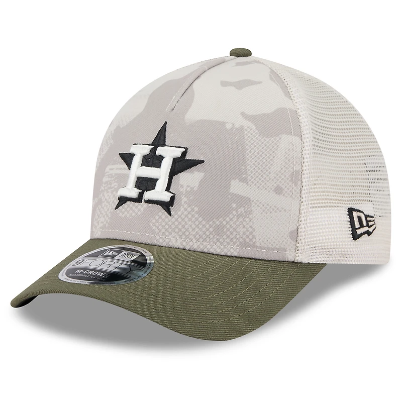Men's New Era Light Beige/Olive Houston Astros 2025 Armed Forces Day 9FORTY M-Crown A-Frame Adjustable Hat