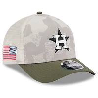 Men's New Era Light Beige/Olive Houston Astros 2025 Armed Forces Day 9FORTY M-Crown A-Frame Adjustable Hat