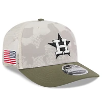Casquette extensible à boutons-pression 9SEVENTY pour homme, motif Houston Astros 2025 Armed Forces Day, beige clair/olive, New Era