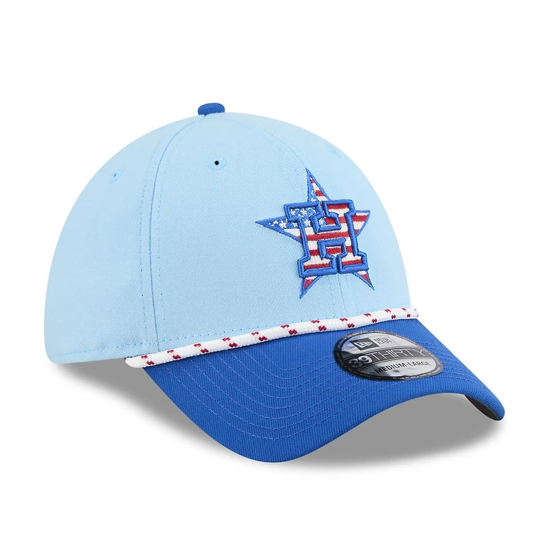 Casquette New Era 39THIRTY Flex bleu clair/bleu pour homme des Astros de Houston 2025, 4 juillet