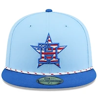 Casquette ajustée New Era 59FIFTY bleu clair/bleu pour homme des Astros de Houston 2025, 4 juillet
