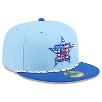 Casquette ajustée New Era 59FIFTY bleu clair/bleu pour homme des Astros de Houston 2025, 4 juillet