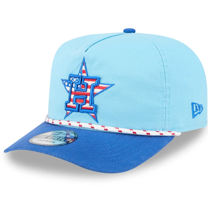 Men's New Era Light Blue/Blue Houston Astros 2025 Fourth of July Golfer Snapback Hat