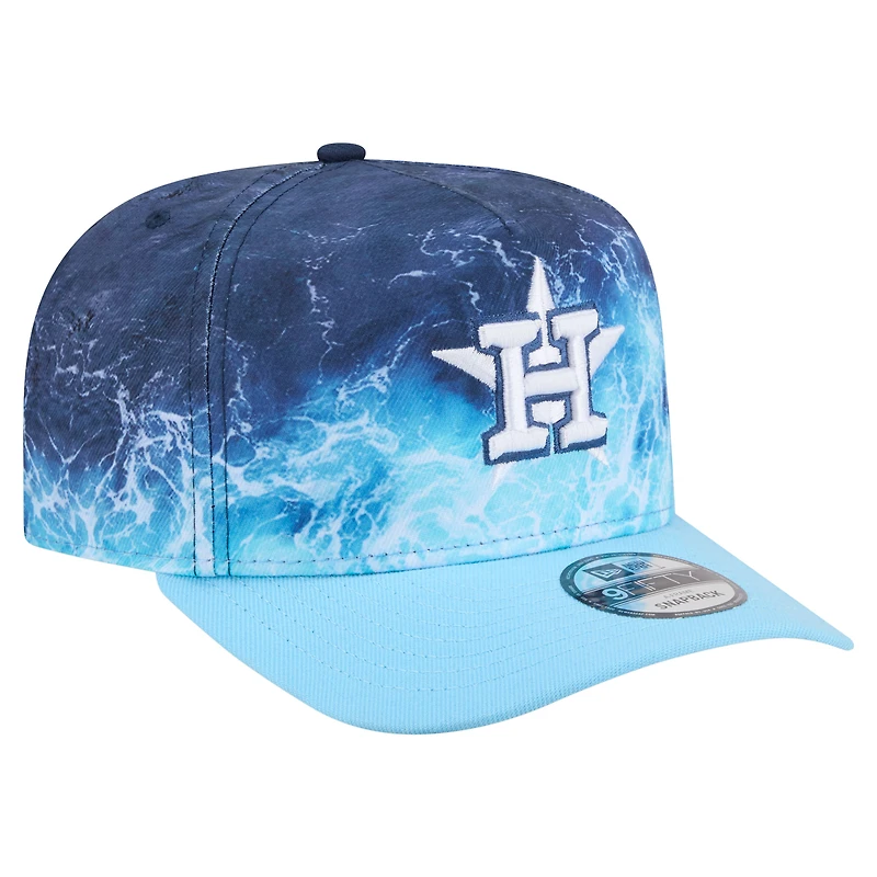 Men's New Era  Light Blue Houston Astros Deep Water Pre-Curved 9FIFTY A-Frame Snapback Hat