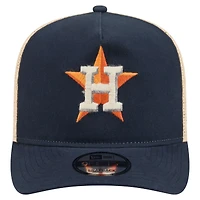 Men's New Era  Navy/Natural Houston Astros Grained 9FIFTY A-Frame Trucker Adjustable Hat