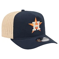 Men's New Era  Navy/Natural Houston Astros Grained 9FIFTY A-Frame Trucker Adjustable Hat