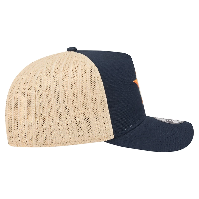 Men's New Era  Navy/Natural Houston Astros Grained 9FIFTY A-Frame Trucker Adjustable Hat