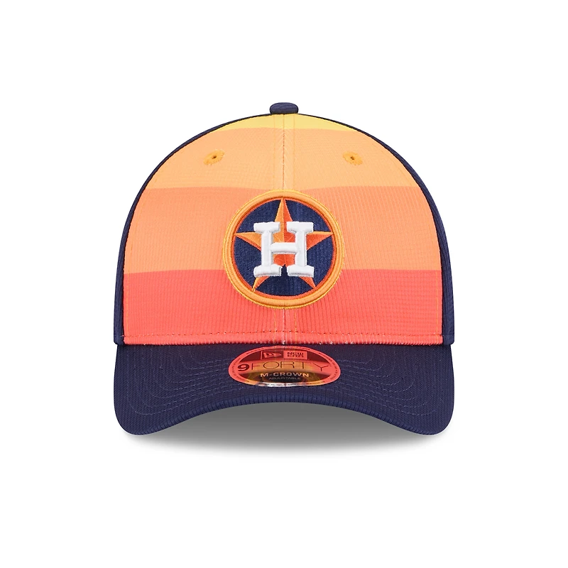 Casquette ajustable New Era bleu marine/orange Houston Astros 2025 pour homme, modèle 9FORTY M-Crown