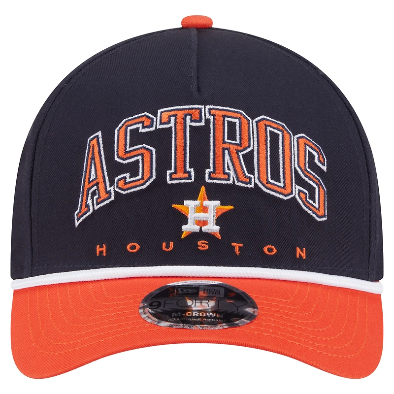 Casquette ajustable New Era 9FORTY A-Frame M-Crown bleu marine/orange des Astros de Houston pour homme