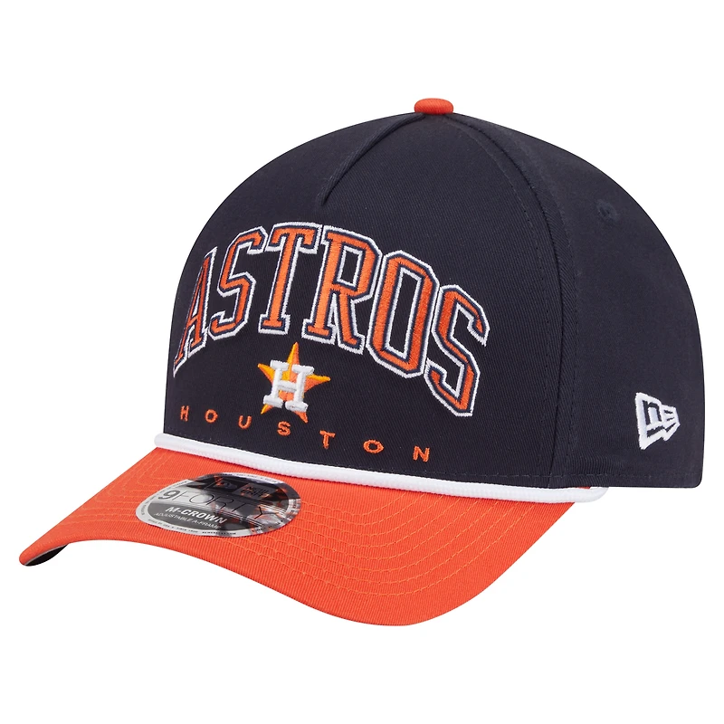 Casquette ajustable New Era 9FORTY A-Frame M-Crown bleu marine/orange des Astros de Houston pour homme