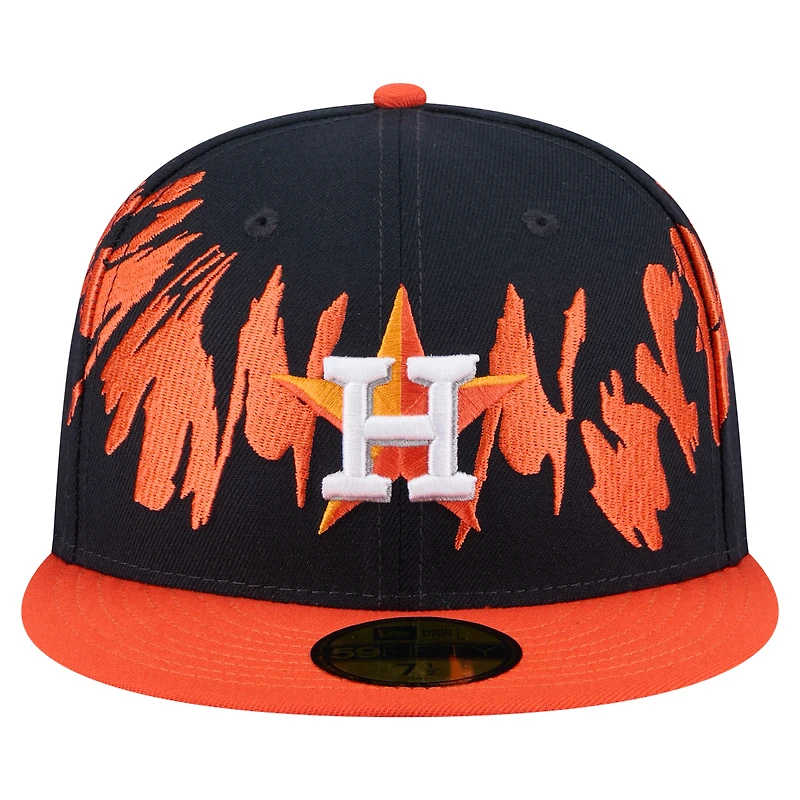 Casquette ajustée 59FIFTY à motif rétro des Astros de Houston New Era pour homme, bleu marine/orange