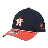 Casquette New Era Flex 39THIRTY pour homme, bleu marine/orange, Houston Astros, modèle Rope M-Crown A-Frame