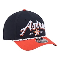 Casquette ajustable New Era 9FORTY M-Crown pour homme, bleu marine et orange, aux couleurs des Houston Astros.