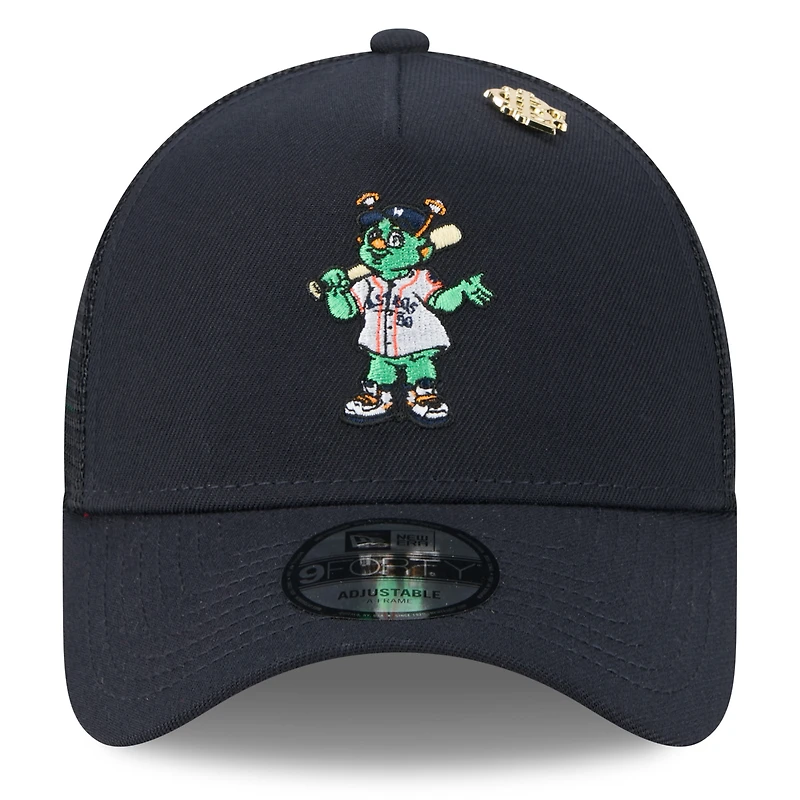 Men's New Era  Navy Houston Astros 2025 Big League Chew A-Frame 9FORTY Adjustable Trucker Hat