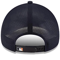 Men's New Era Navy Houston Astros 2026 Batting Practice Apex 9FORTY Adjustable Trucker Hat