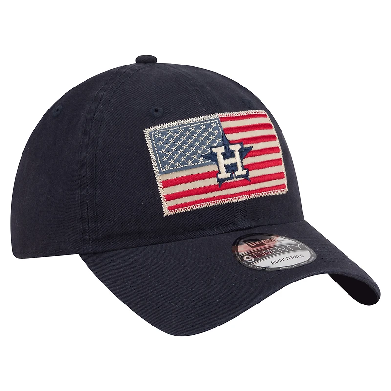 Casquette ajustable New Era 9TWENTY pour homme, bleu marine, Houston Astros, drapeau américain