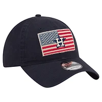 Casquette ajustable New Era 9TWENTY pour homme, bleu marine, Houston Astros, drapeau américain
