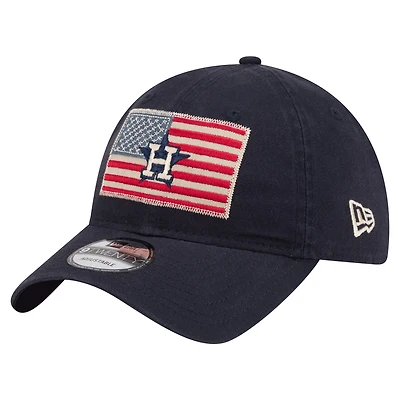 Casquette ajustable New Era 9TWENTY pour homme, bleu marine, Houston Astros, drapeau américain