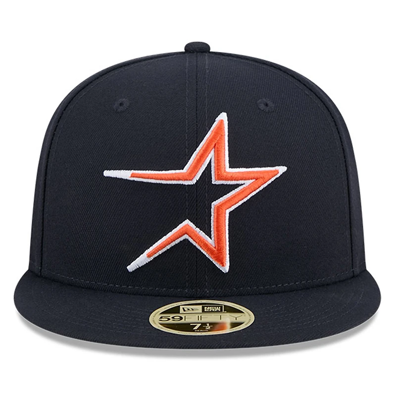 Casquette ajustée 59FIFTY bleu marine des Astros de Houston pour homme, style Temple la renommée du baseball, New Era
