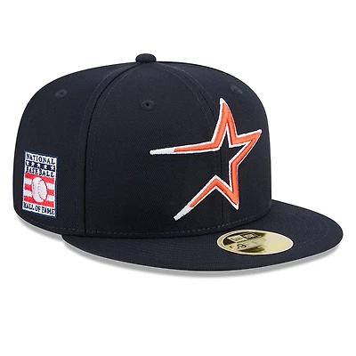 Casquette ajustée 59FIFTY bleu marine des Astros de Houston pour homme, style Temple la renommée du baseball, New Era