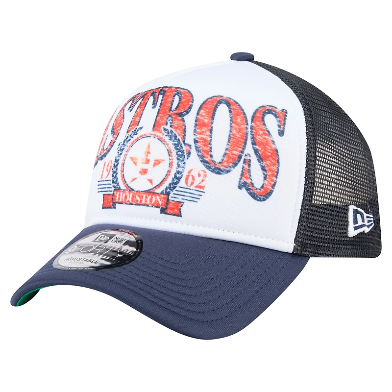 Casquette camionneur ajustable New Era bleu marine Houston Astros 9FORTY A-Frame pour homme