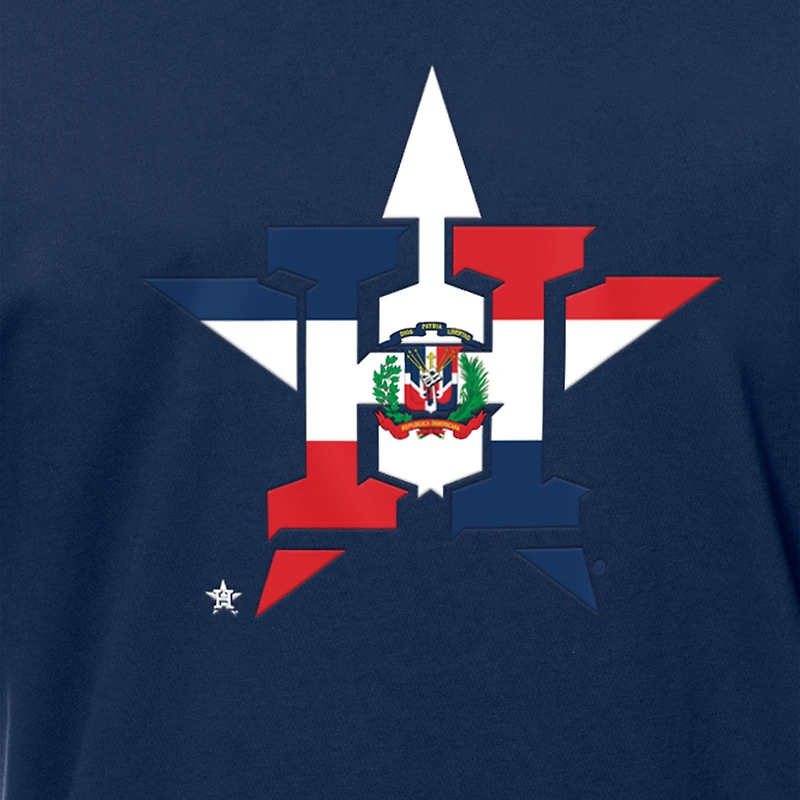 T-shirt New Era bleu marine pour homme avec logo drapeau de la République dominicaine des Astros Houston