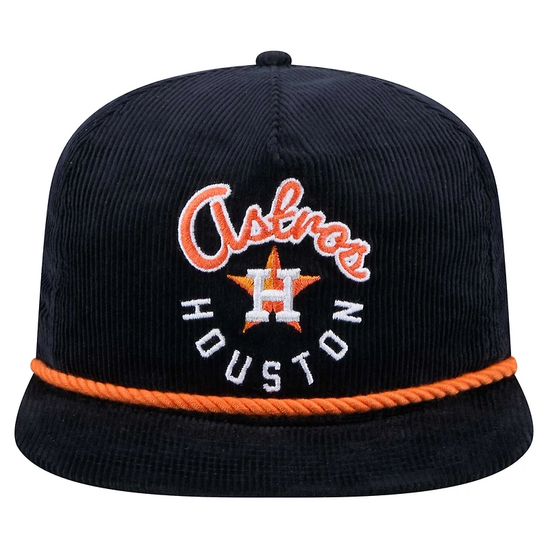 Men's New Era  Navy Houston Astros Full Circle Corduroy Golfer Adjustable Hat
