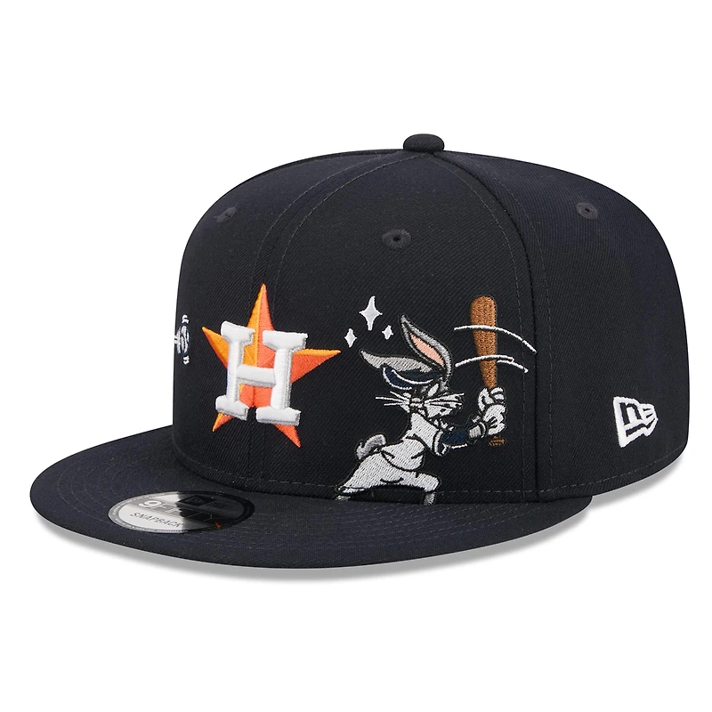 Casquette snapback New Era 9FIFTY pour homme, bleu marine, Houston Astros, Looney Tunes Bugs Bunny
