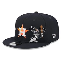Casquette snapback New Era 9FIFTY pour homme, bleu marine, Houston Astros, Looney Tunes Bugs Bunny