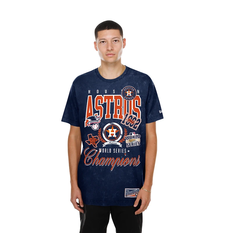 T-shirt New Era bleu marine Houston Astros pour homme, délavé aux minéraux