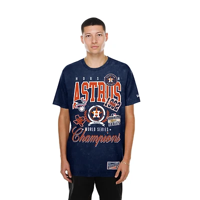 T-shirt New Era bleu marine Houston Astros pour homme, délavé aux minéraux