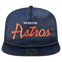 Casquette de golf ajustable New Era bleu marine Houston Astros Retro Satin Script pour homme