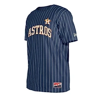 T-shirt à rayures bleu marine New Era pour homme, motif rétro des Astros de Houston