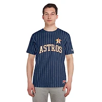 T-shirt à rayures bleu marine New Era pour homme, motif rétro des Astros de Houston