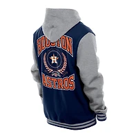 Men's New Era Navy Houston Astros Throwback Prep Full-Snap Hoodie Jacket