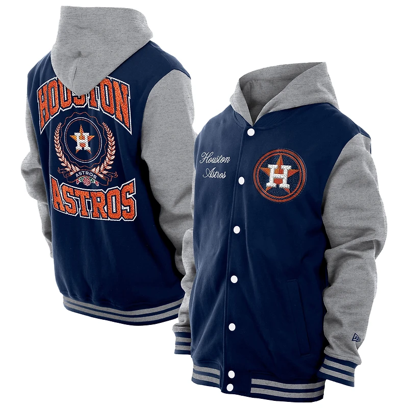 Men's New Era Navy Houston Astros Throwback Prep Full-Snap Hoodie Jacket